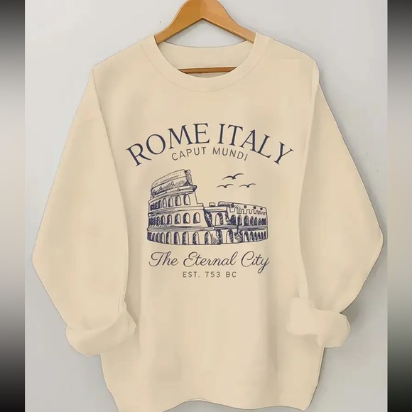 Other - Rome Italy Graphic Cream Sweatshirt L NWT